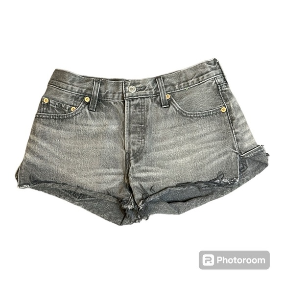 Levi’s 501 Button Fly Cutoff Grey Short Shorts Women size 25 - Picture 1 of 15